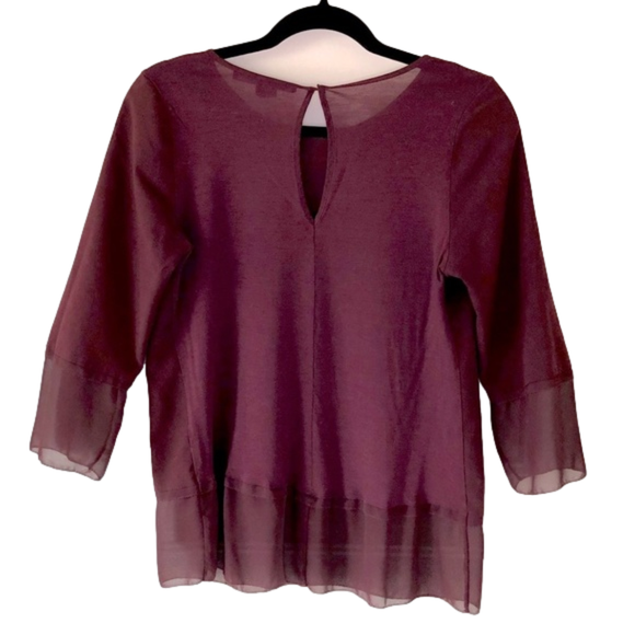𝅺French Connection 3/4 Sleeve Blouse in Burgundy - S - Picture 2 of 6